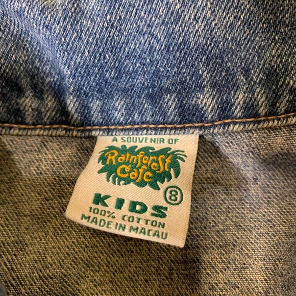 Kids Size 8 Vintage Rainforest Cafe Las Vegas Embroidered Jean Denim Jacket - Picture 5 of 10